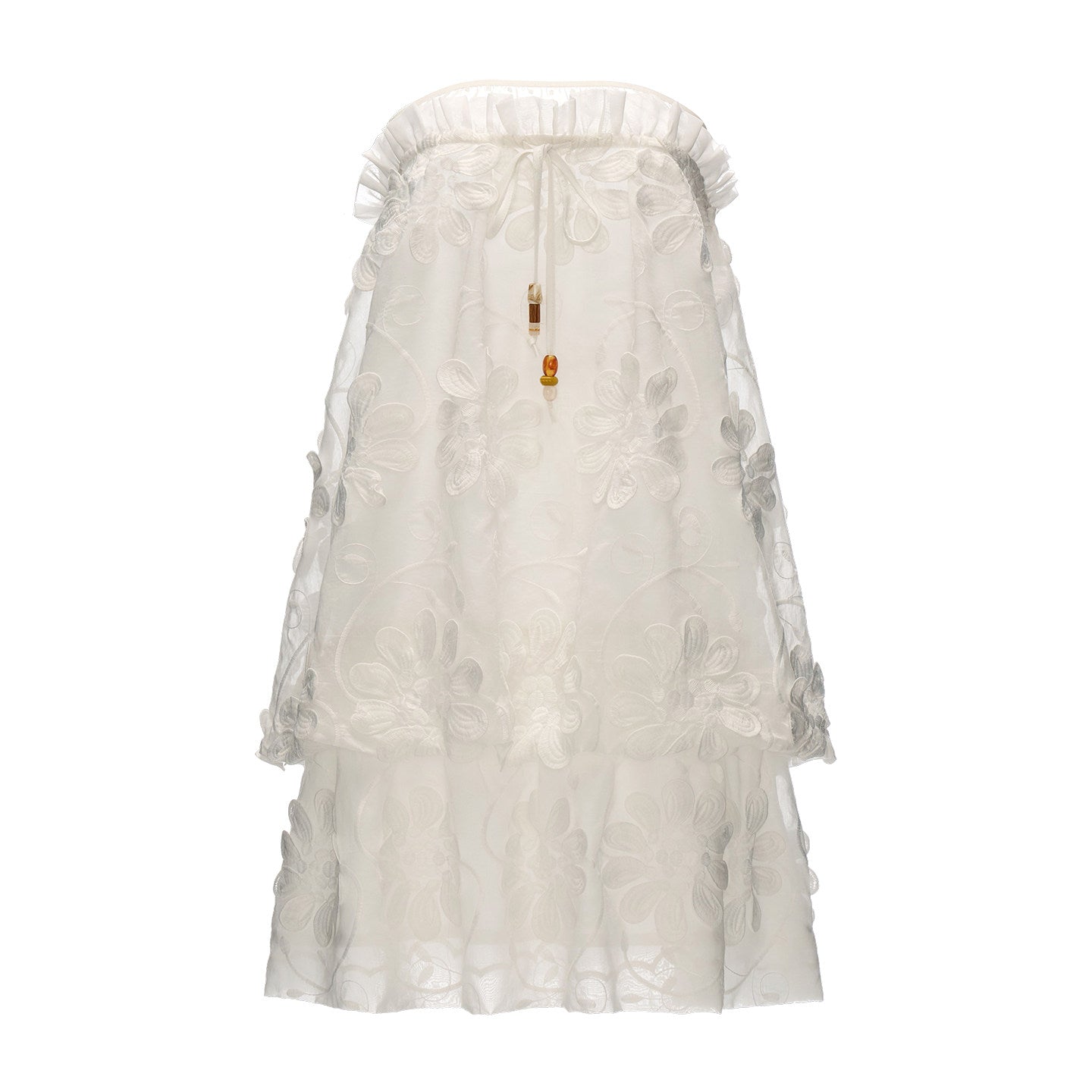MAMC White 3D Floral Bustier Dress