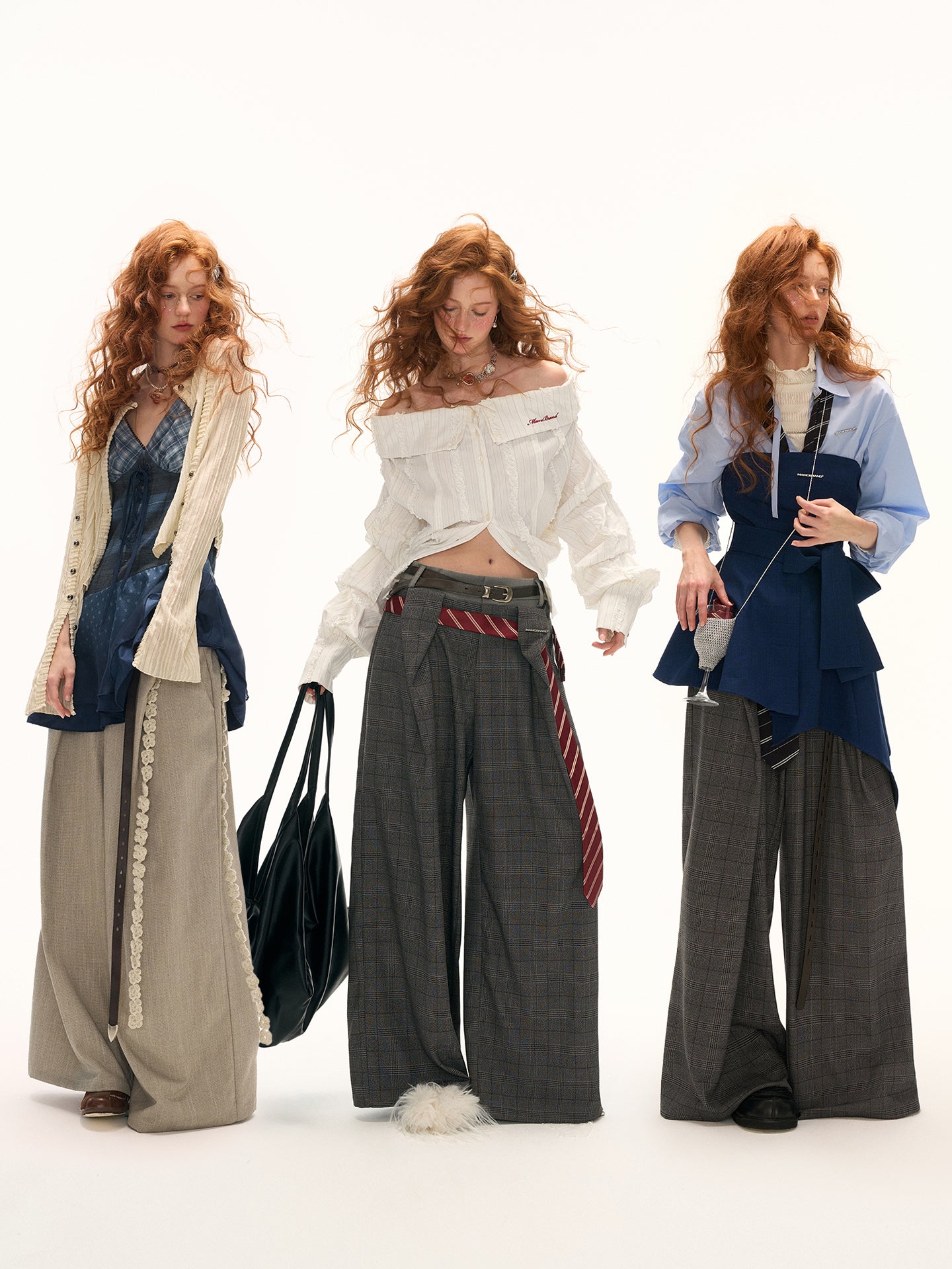 MAMC Double-Waist Plaid Trousers