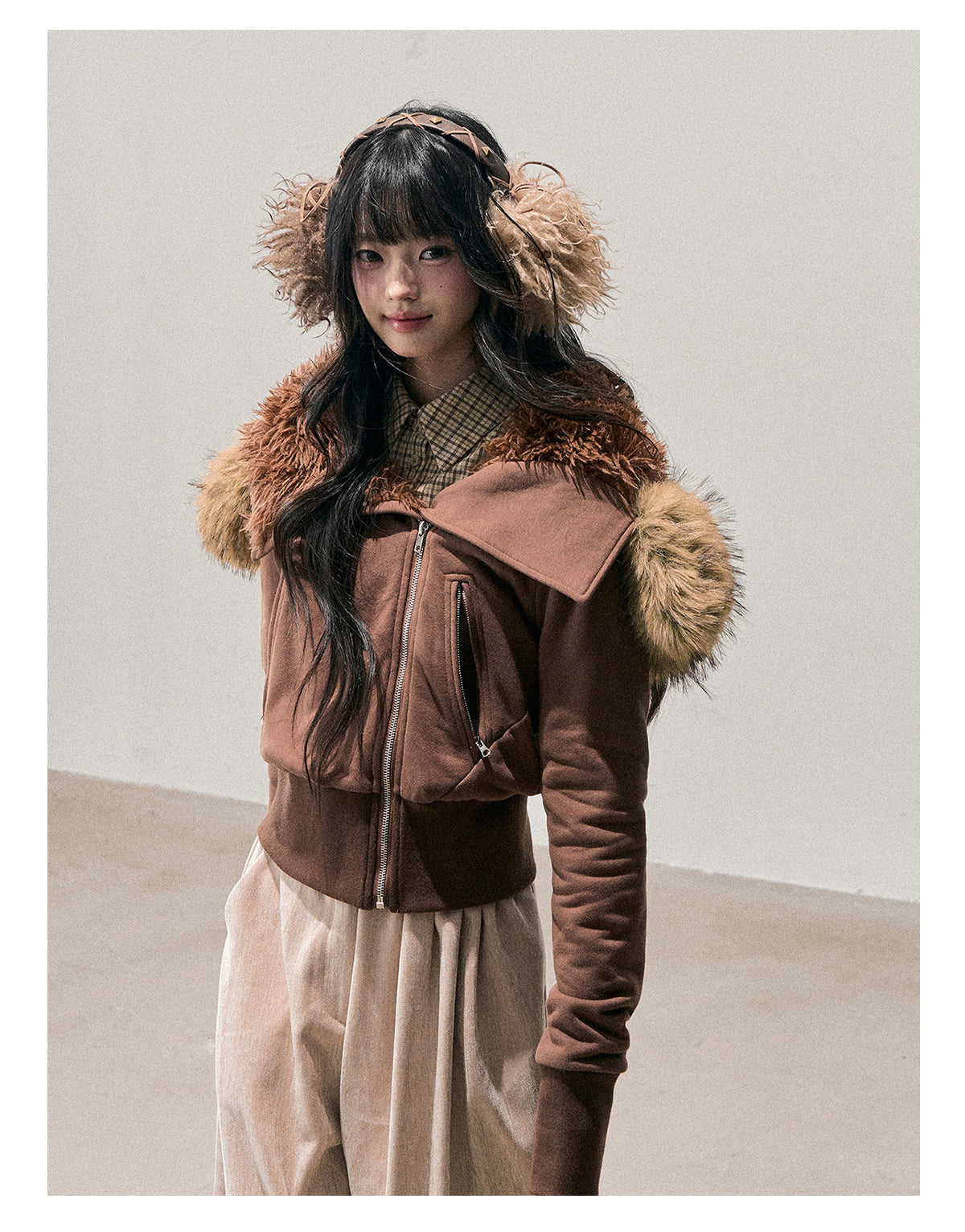 ShaoYeYan Aomalm Warm Wilderness Korean Shearling Hooded Coat