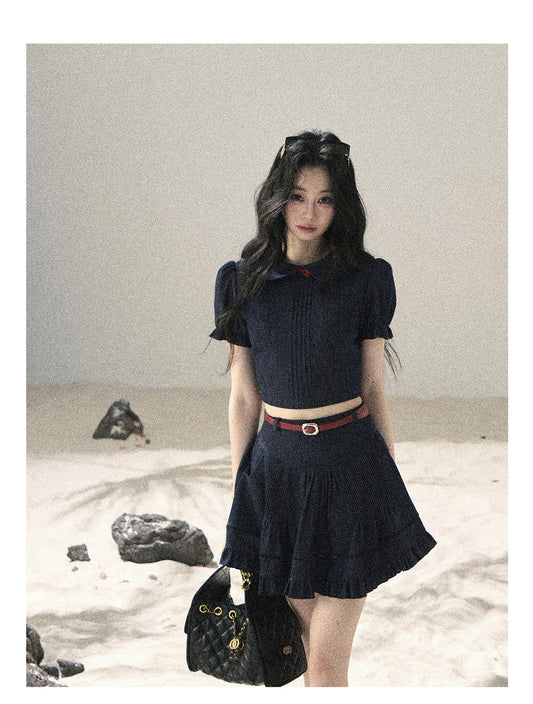 ShaoYeYan Aomalm Seaside Breeze Korean Academia Denim Set