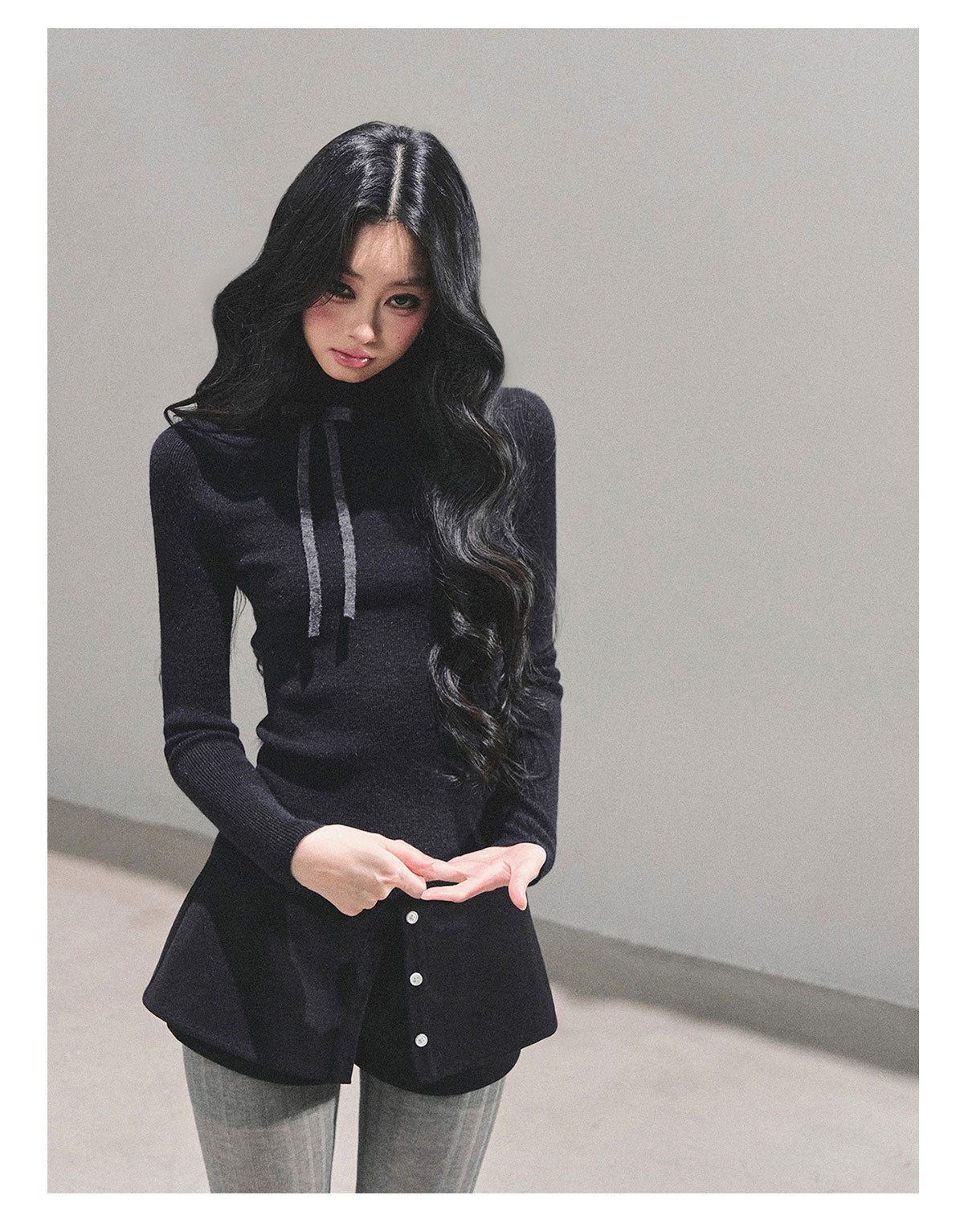 ShaoYeYan Velvet Touch Semi-Turtleneck Knit Top