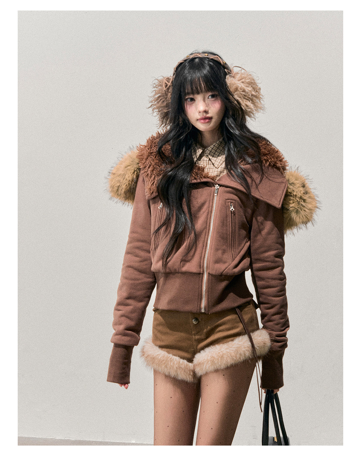 ShaoYeYan Aomalm Warm Wilderness Korean Shearling Hooded Coat