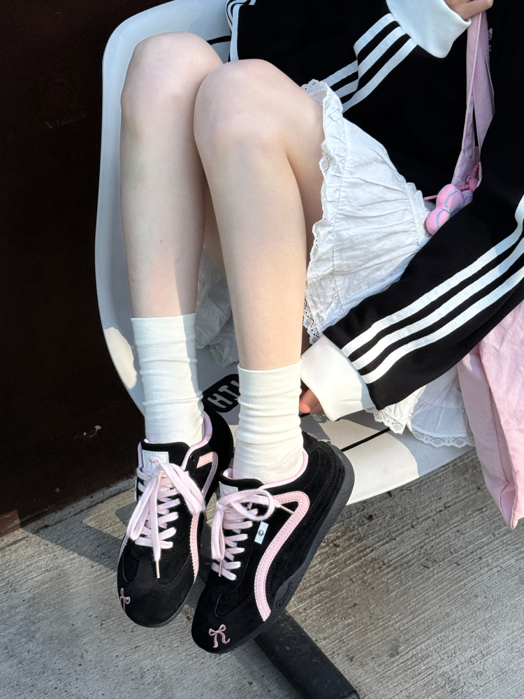 Cat&Sofa Spring Pink Bow Casual Sneakers