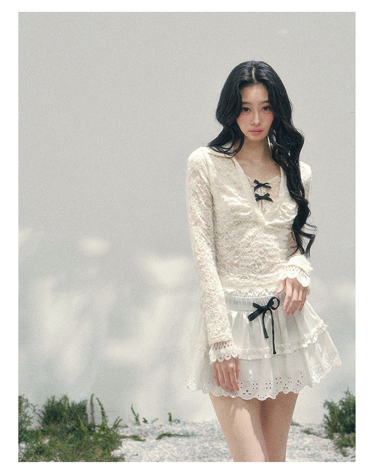 ShaoYeYan Aomalm Out-of-Focus Monologue Fake Two-Layer Lace Top