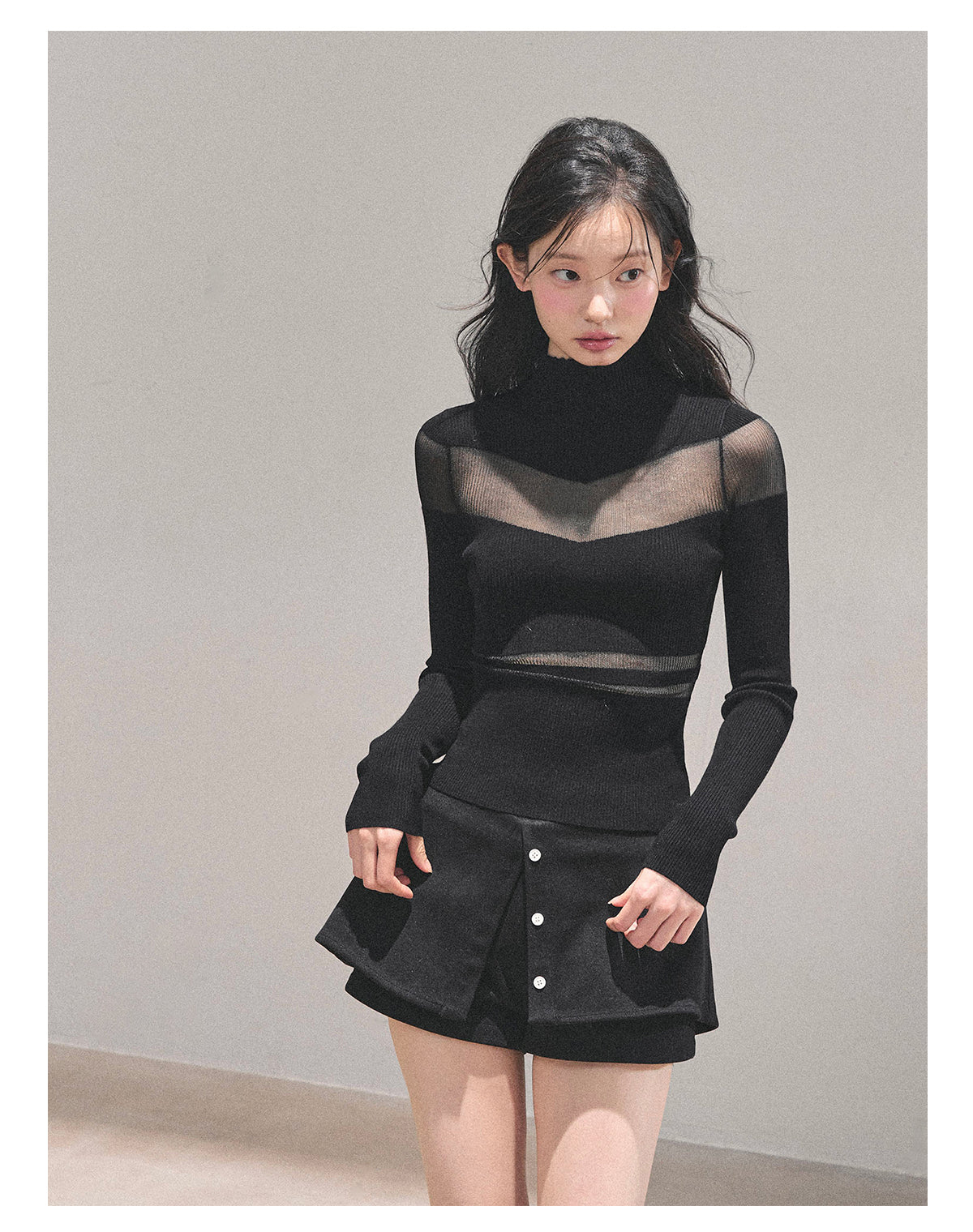 ShaoYeYan Night Whispers Semi-Turtleneck Knit Top