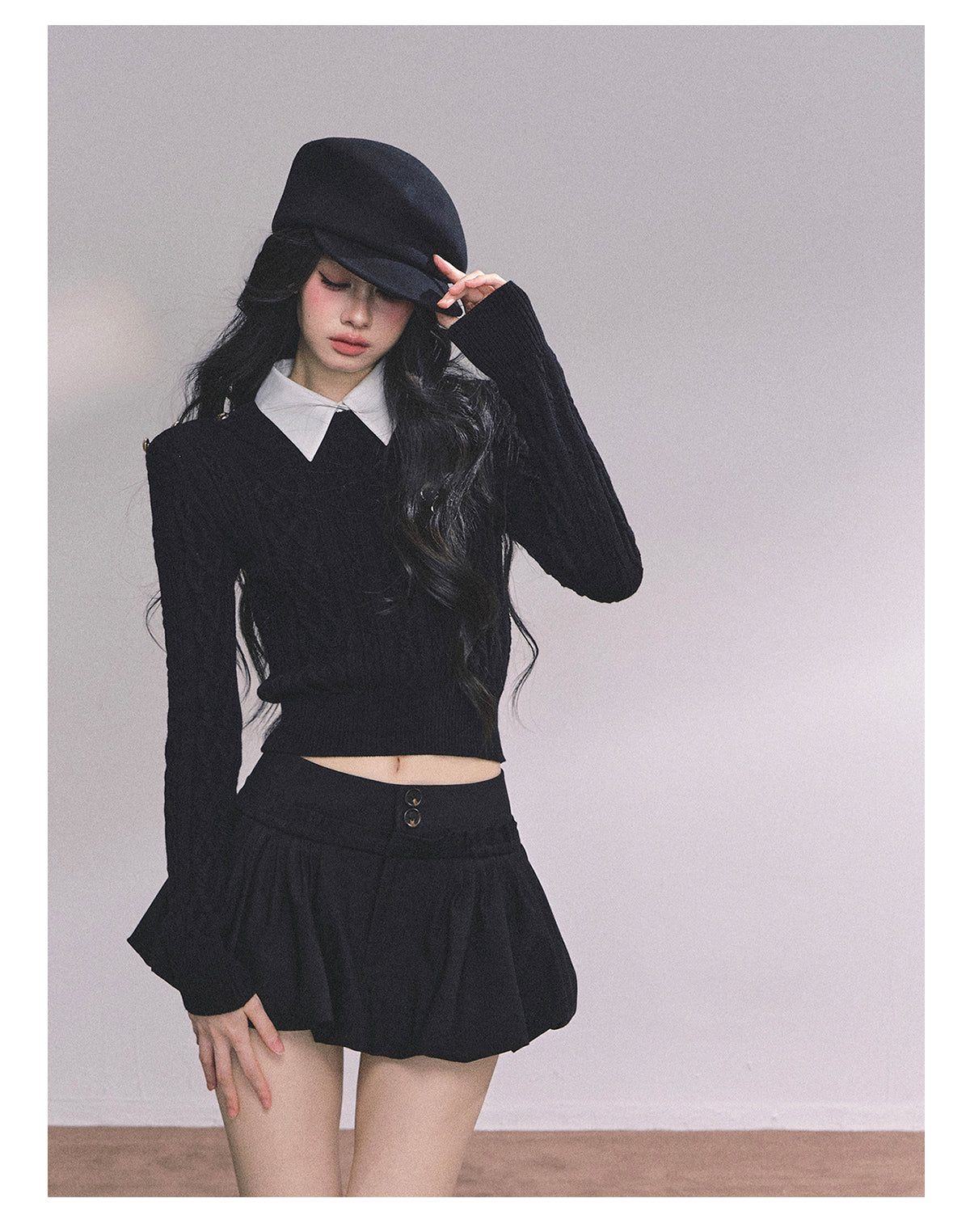 ShaoYeYan Intellectual Aesthetic Fake Two-Layer Knit Sweater