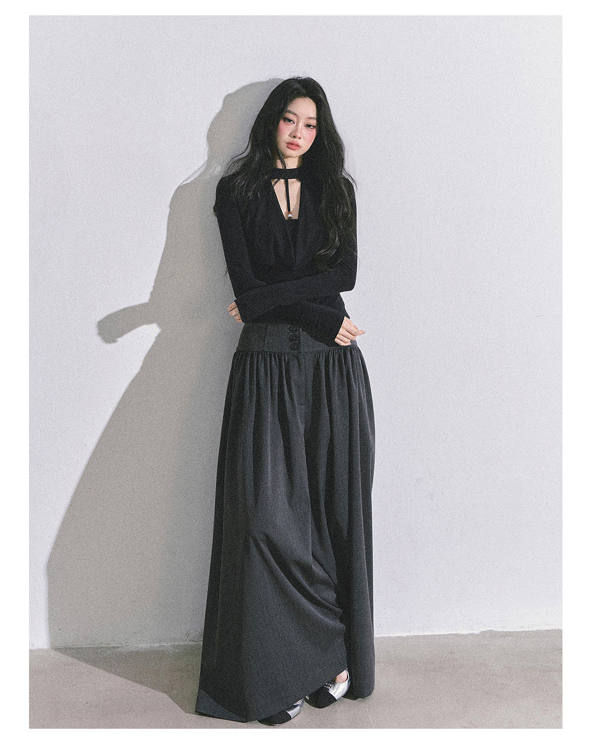ShaoYeYan Baddie Hot Girl Fake Two-Layer Long Sleeve Top