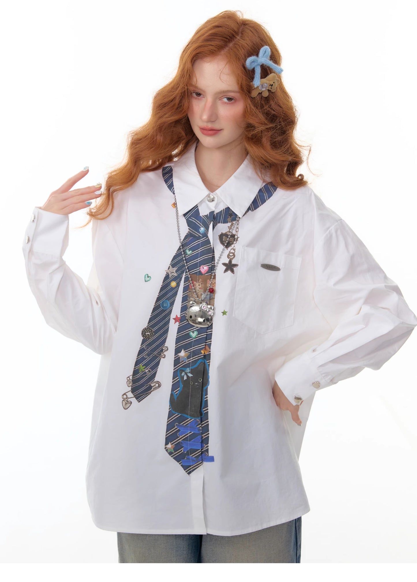 ZiziFei "Executive Play" Tie-Print Shirt