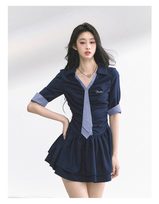 SHAOYEYAN London-inspired Plaid Puff Dress