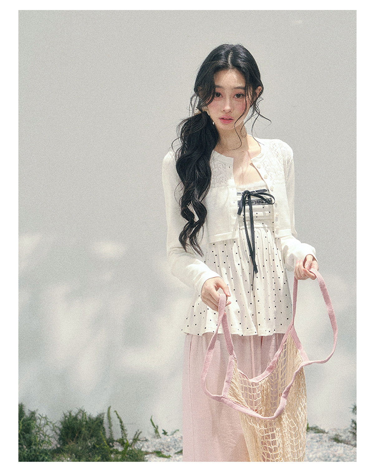 ShaoYeYan Aomalm Polka Dot Brandy French Lace Top & Jacket Set
