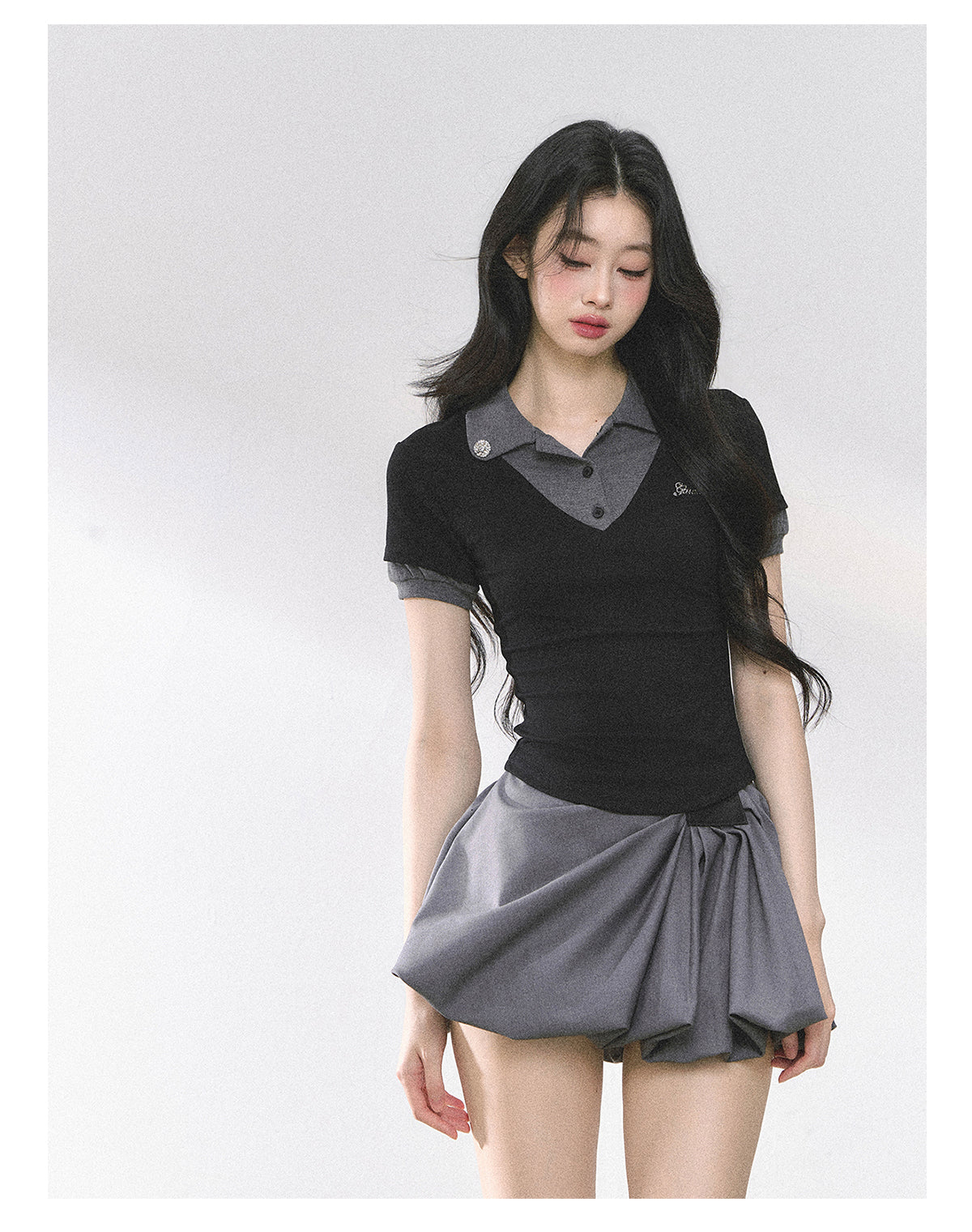 SHAOYEYAN American Style Mock Two-Layer Tee
