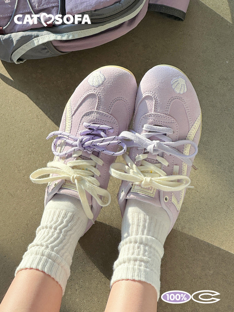 Cat&Sofa Seashell Violet Retro Sneakers