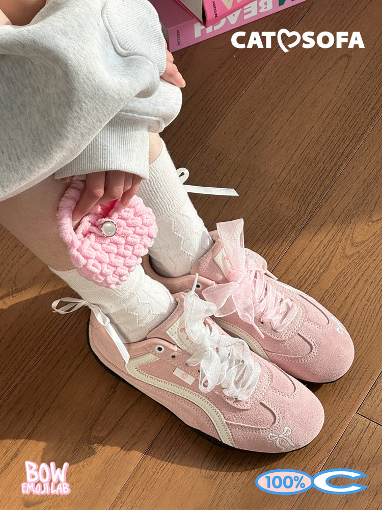 Cat&Sofa Spring Pink Bow Casual Sneakers