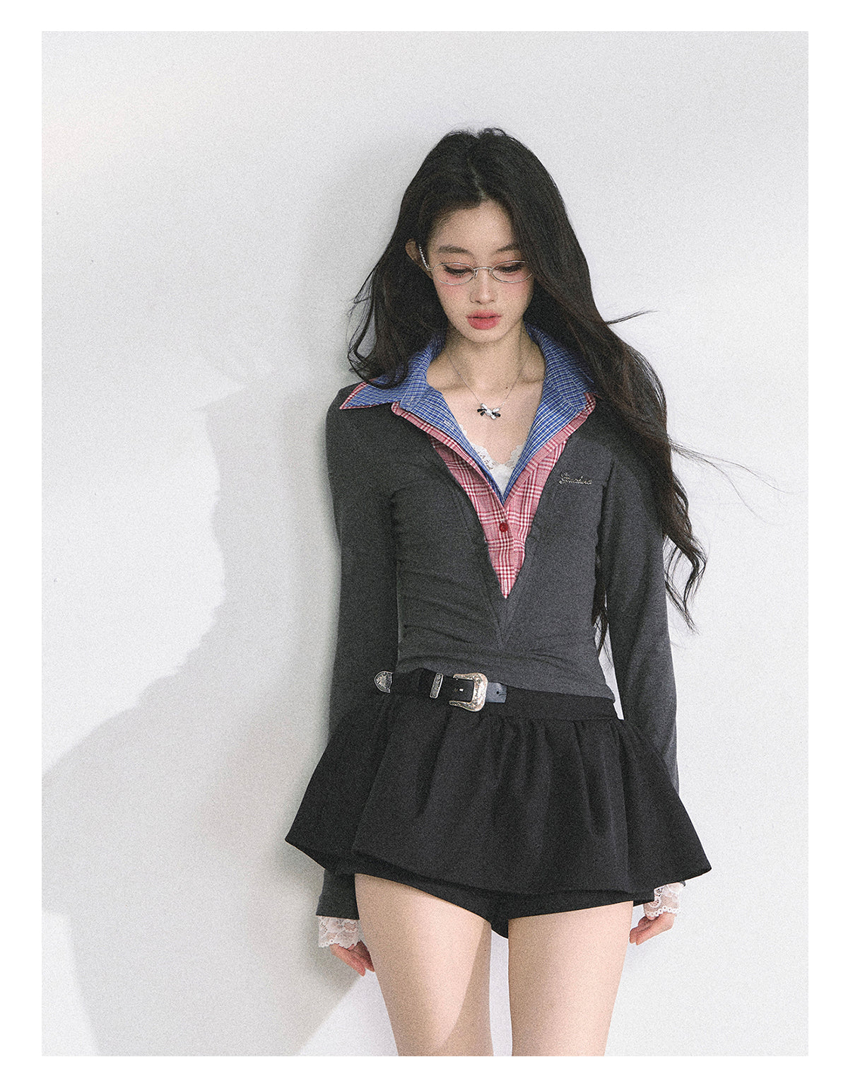 SHAOYEYAN American Style Mock Two-Layer Long Sleeve