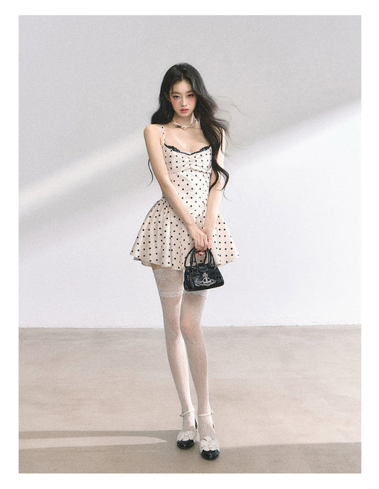 SHAOYEYAN French Lace Polka Dot Sundress