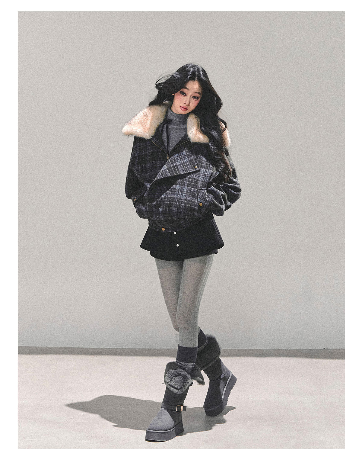 ShaoYeYan She's Less Gorgeous Than Fireworks Plaid Padded Coat