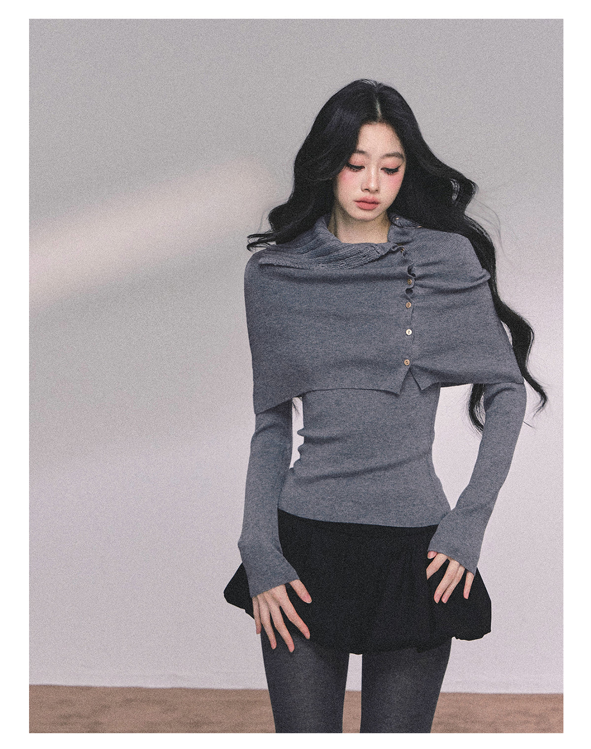 ShaoYeYan Noblewoman Waist-Defining Long Sleeve Knit Top