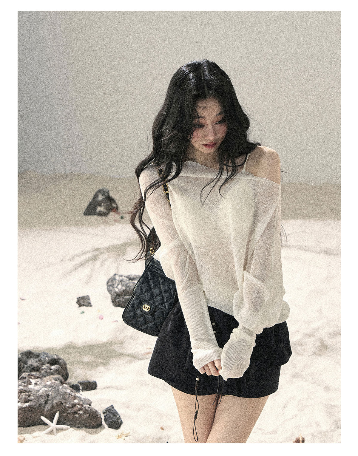 ShaoYeYan Aomalm Misty Veil Sheer Off-Shoulder Sun Cover-Up