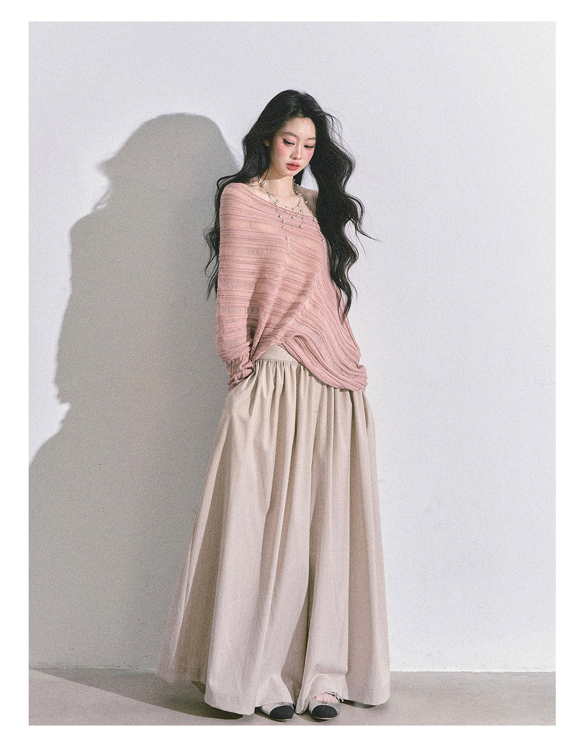 ShaoYeYan Gentle Sister French Style Off-Shoulder Knit Sweater