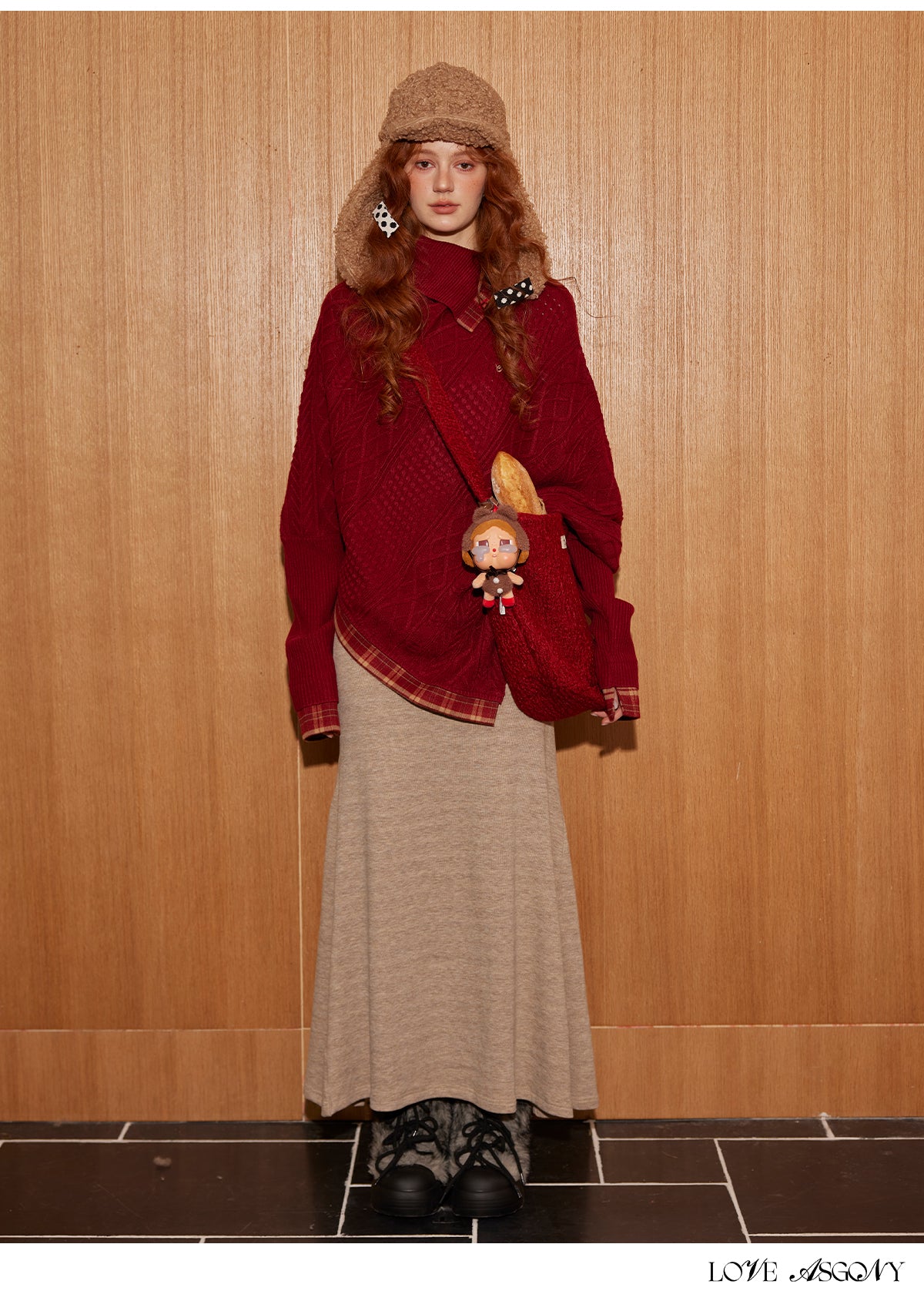 AsGony Batwing Sleeve Sweater & Mermaid Skirt Set