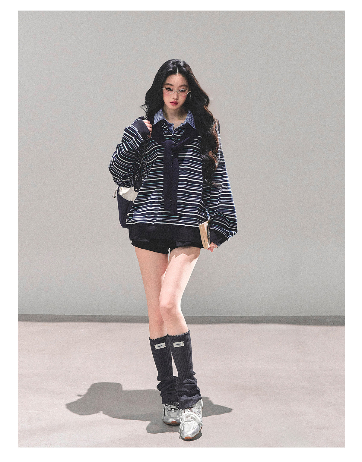 ShaoYeYan Fake Two-Layer Striped Polo Collar T-Shirt