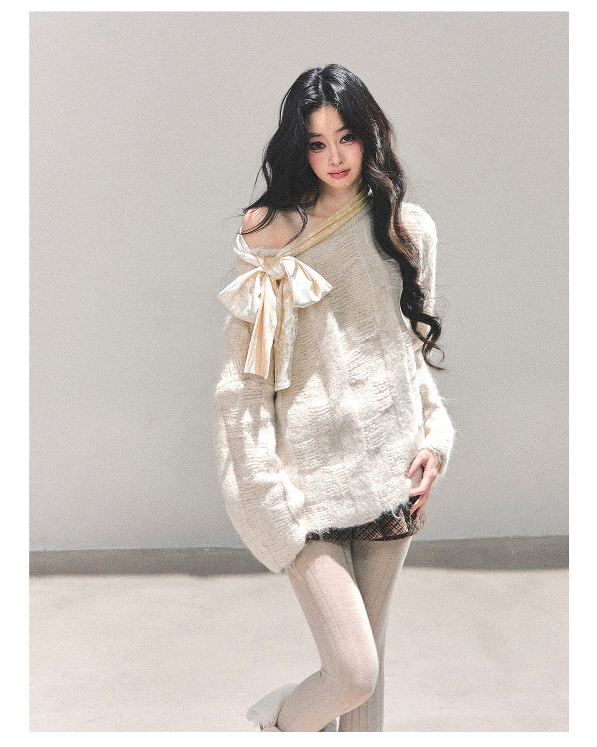 ShaoYeYan She Floods The Morning French Sweet Bow Sweater