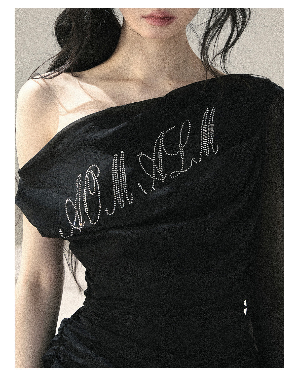 ShaoYeYan Aomalm Fragmented Starlight Korean Off-Shoulder Mesh Top