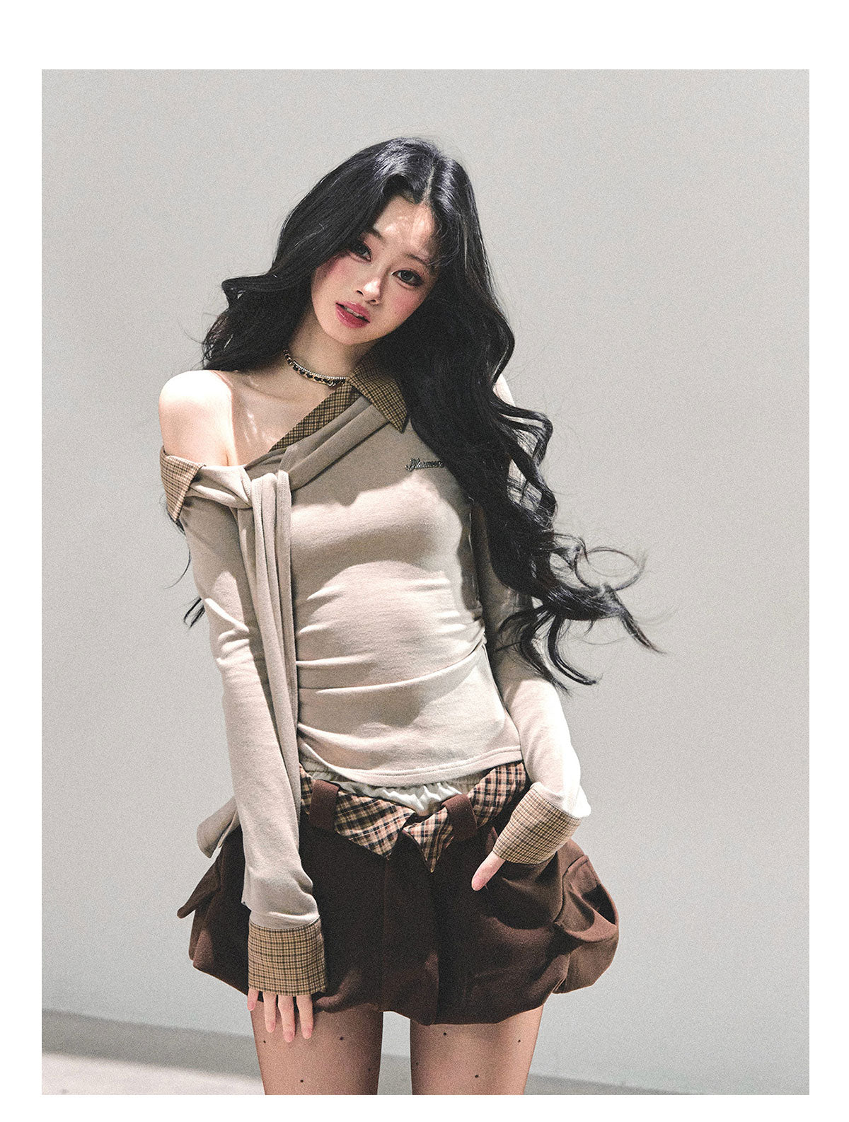 ShaoYeYan She Passes Quietly Fake Two-Layer Knit Top