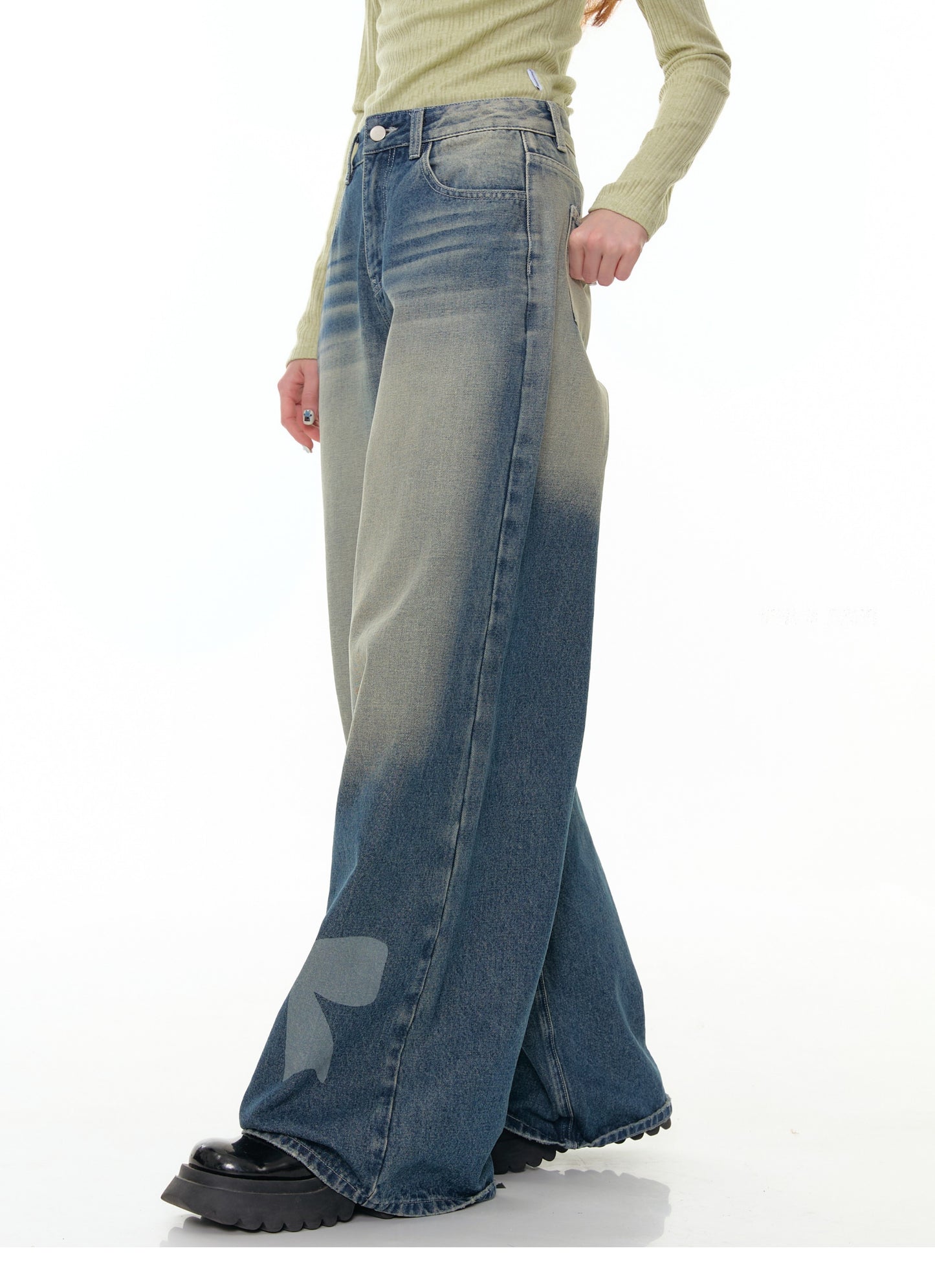ZiziFei Bow-Print Denim Pants