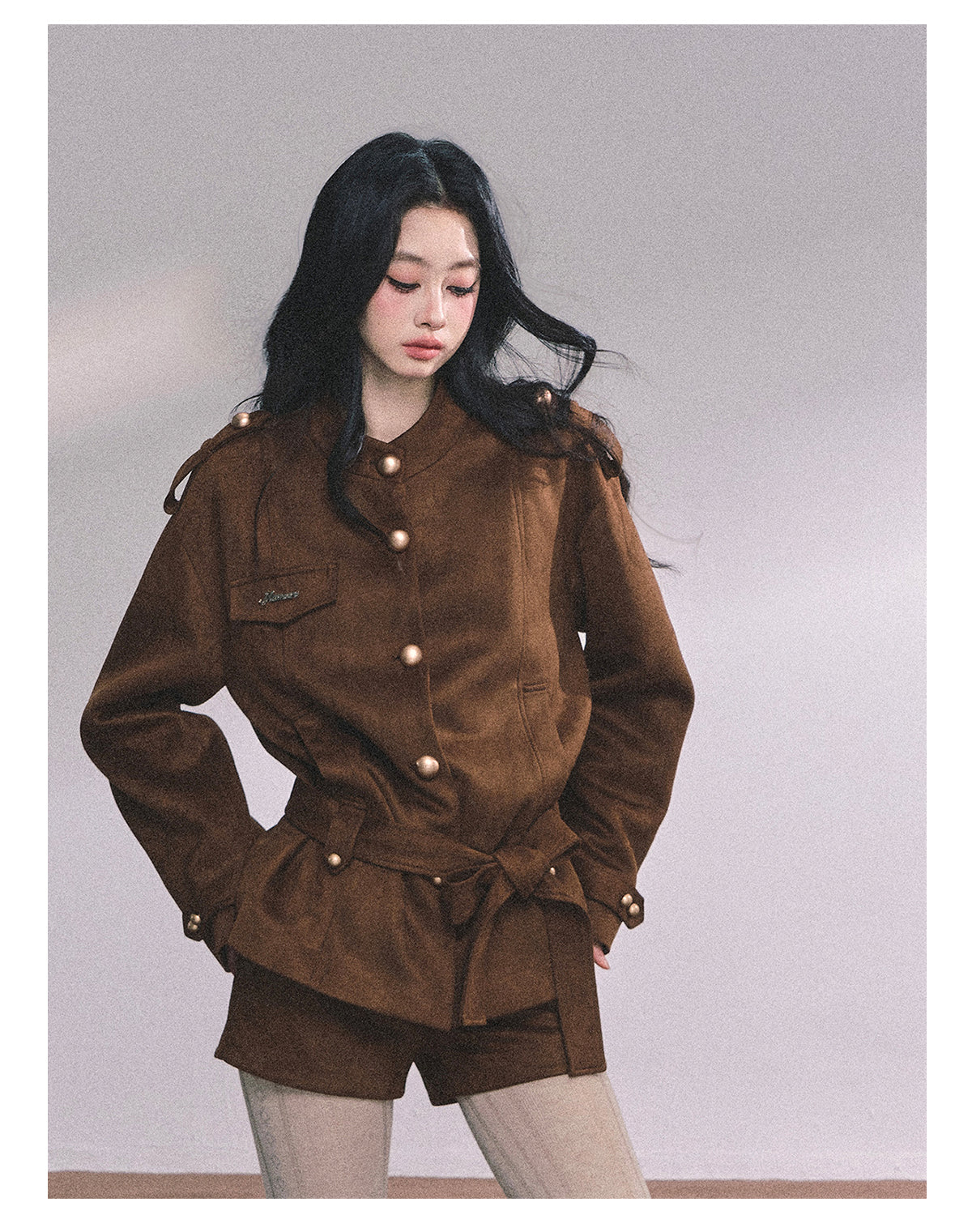 ShaoYeYan Delpan Winter French British Style Suede Set