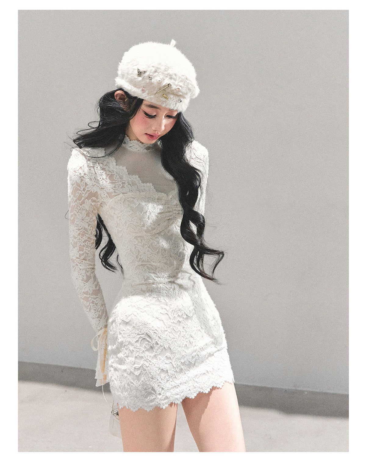 ShaoYeYan Full Moon Moment Long Sleeve Lace Dress