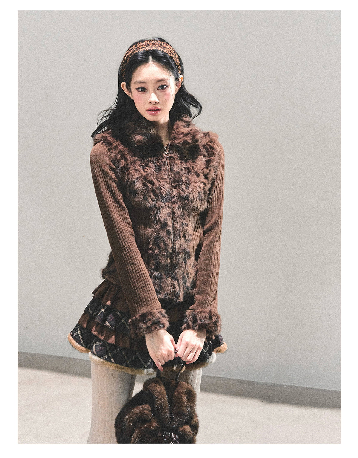 ShaoYeYan Floating Poem Maillard Leopard Print Jacket