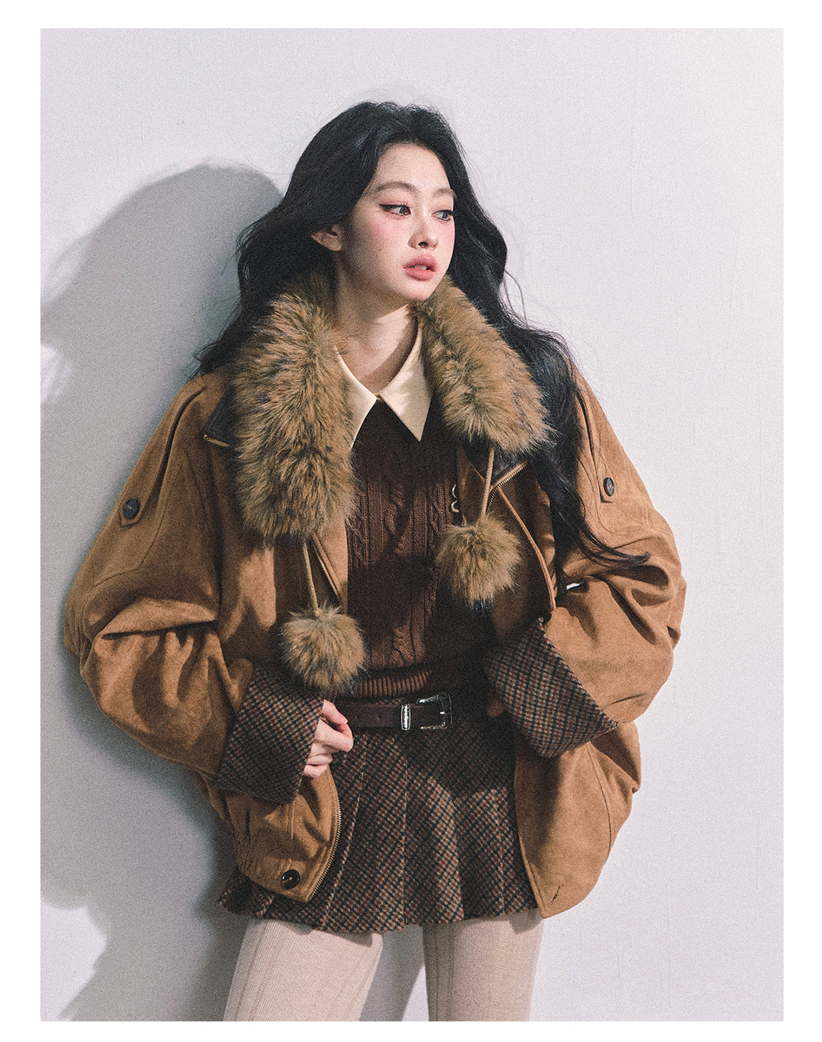 ShaoYeYan Yirgacheffe French Style Fur Collar Scarf