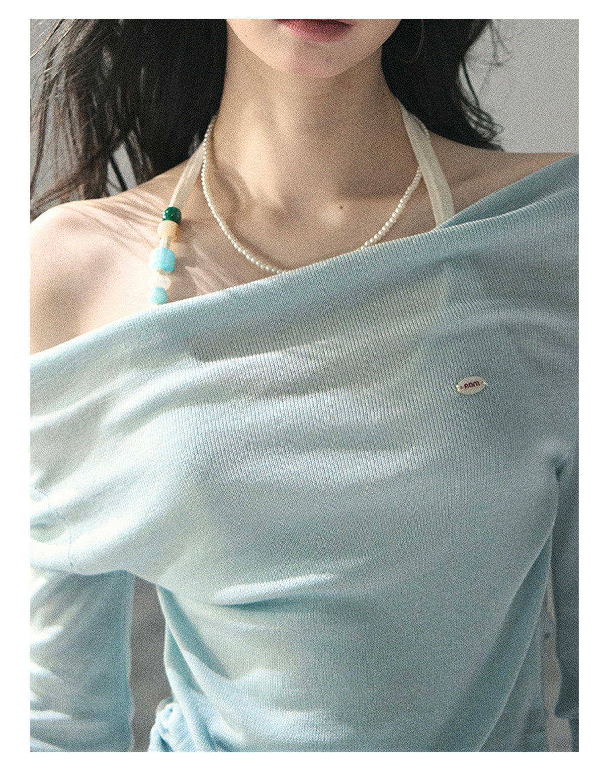 ShaoYeYan Aomalm Frosting on the Shoulder Fake Two-Layer Halter Top