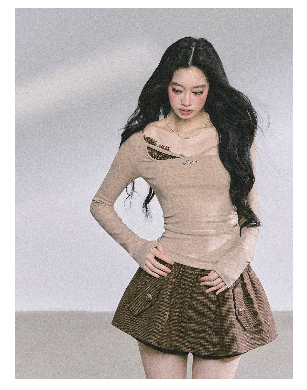 ShaoYeYan Long Sleeve Lace T-Shirt