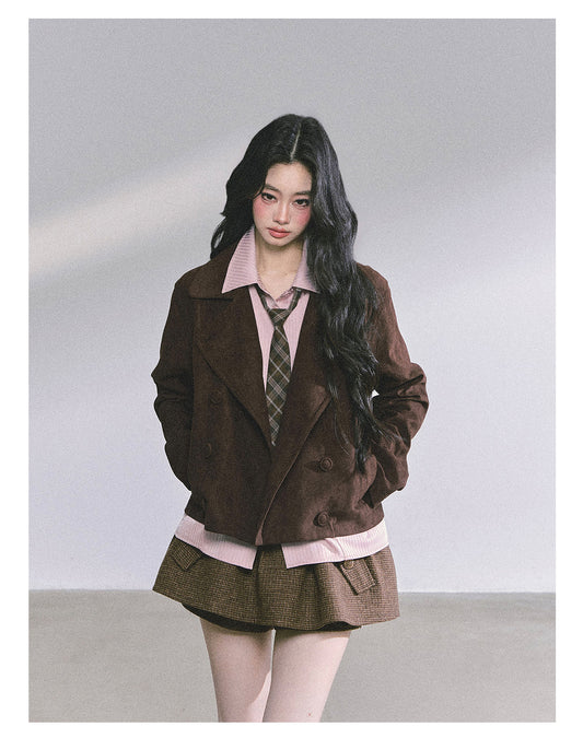 ShaoYeYan British Drama Trench Fake Two-Layer Blazer