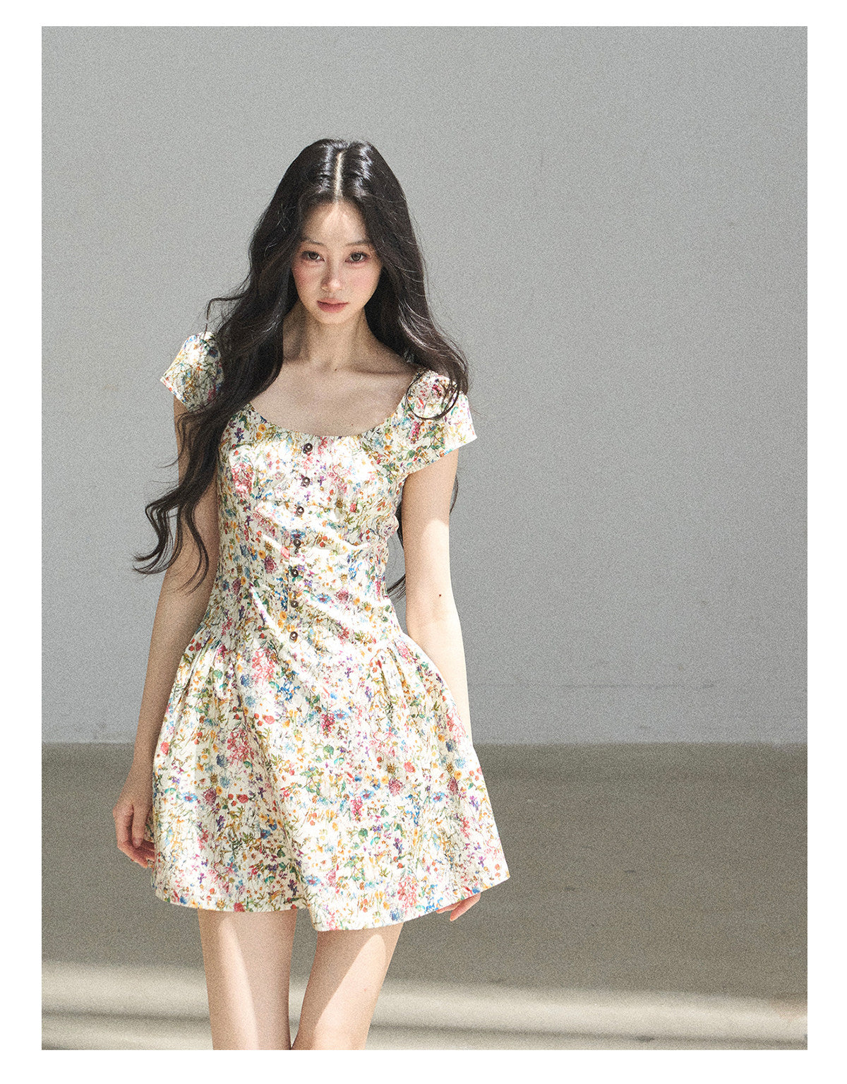 ShaoYeYan Aomalm Blazing Full Bloom French Floral Puff Dress