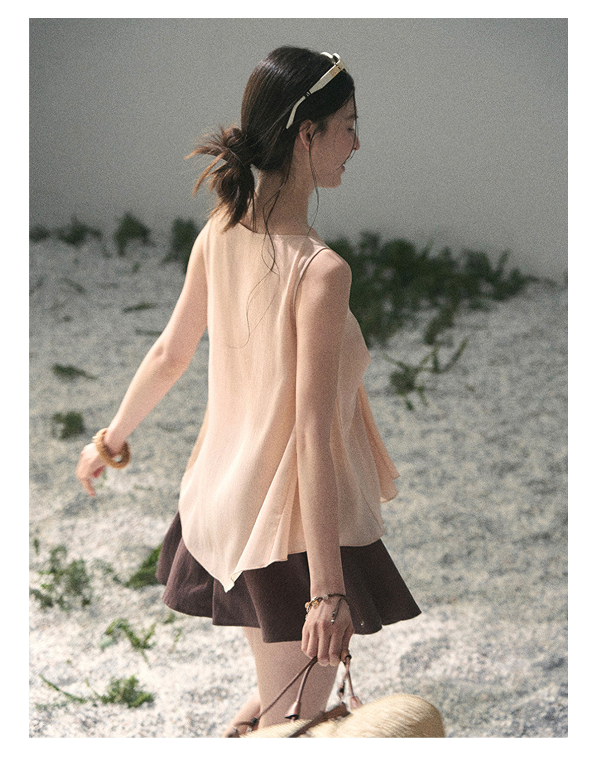 ShaoYeYan Aomalm Mute Rose French 3D Floral Sheer Lace Top
