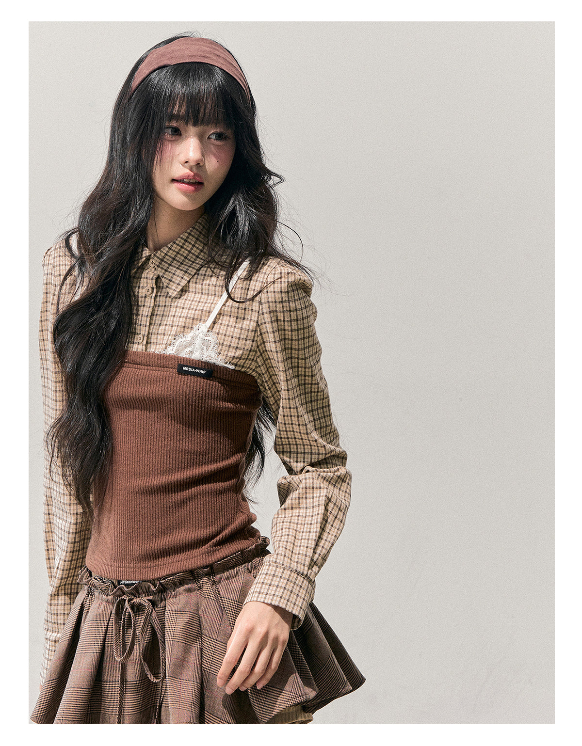 ShaoYeYan Aomalm Trajectory of Fallen Leaves Fake Three-Layer Knit Top