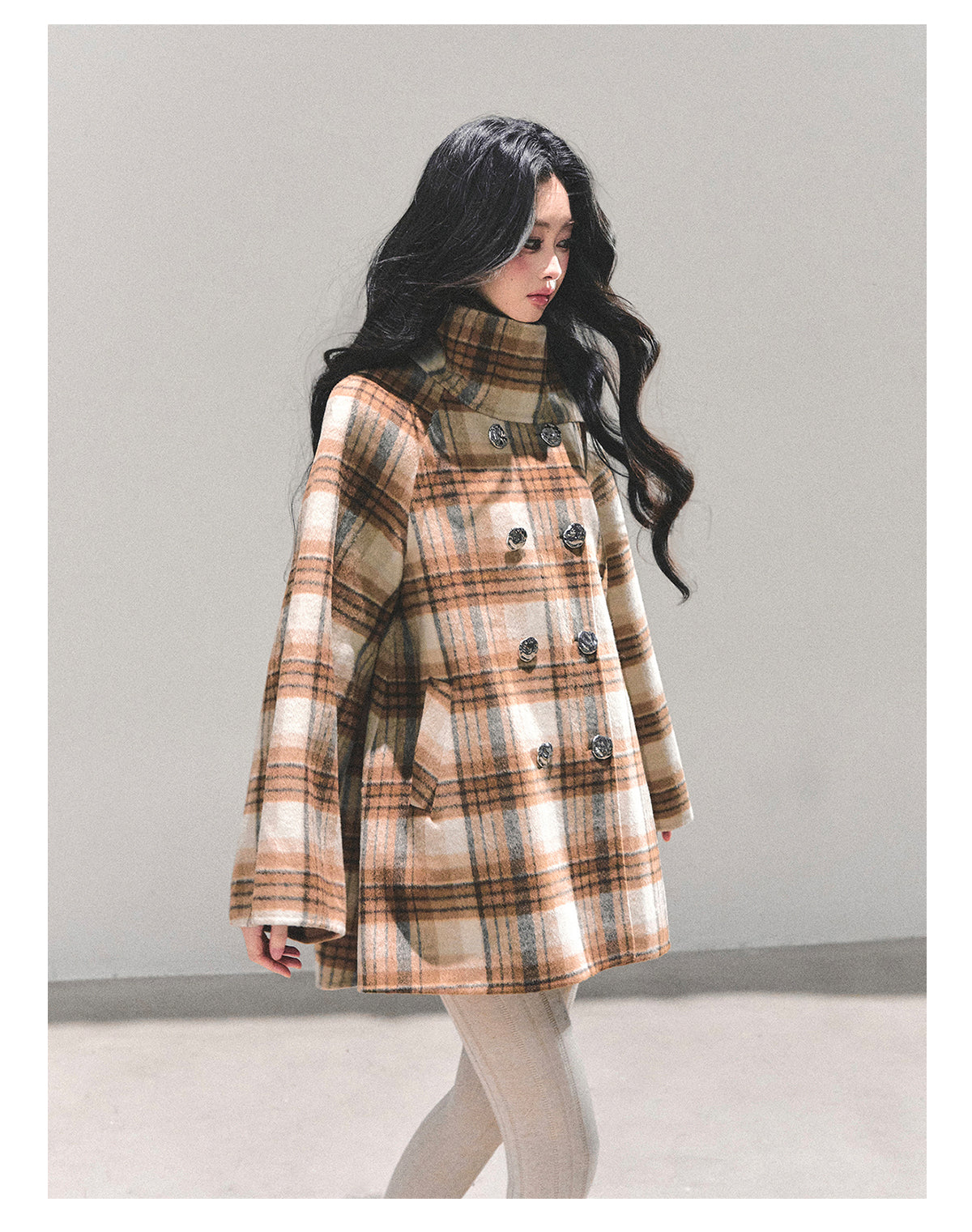 ShaoYeYan Hidden Grid Secret Wool Coat