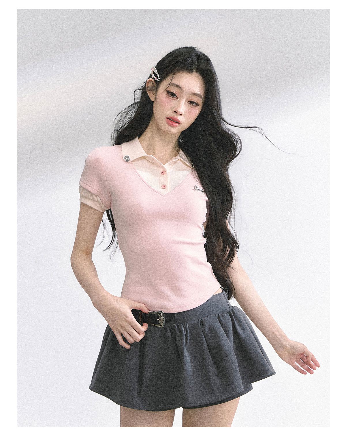 SHAOYEYAN American Style Mock Two-Layer Tee