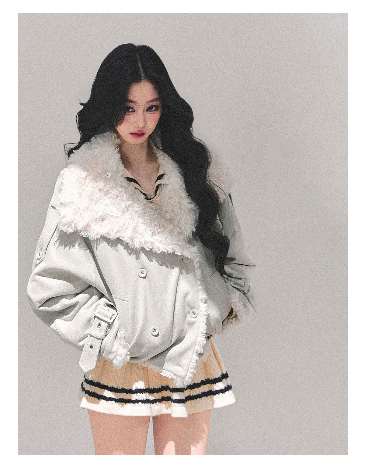 ShaoYeYan Fluffy Winter Lamb Fur Coat