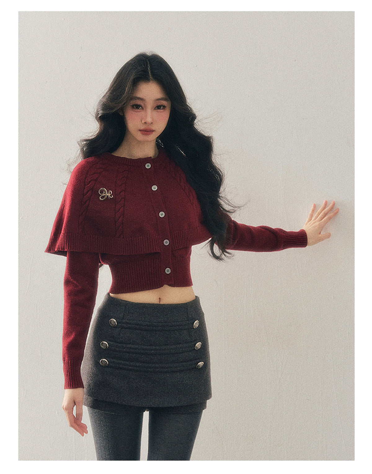 ShaoYeYan Miss Daisy American Knit Cable Cape Sweater