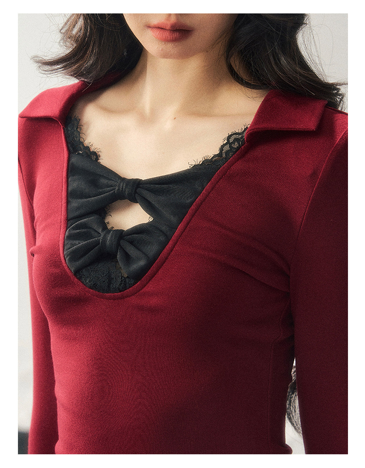 ShaoYeYan Aomalm Silent Resonance Bow Lace Top