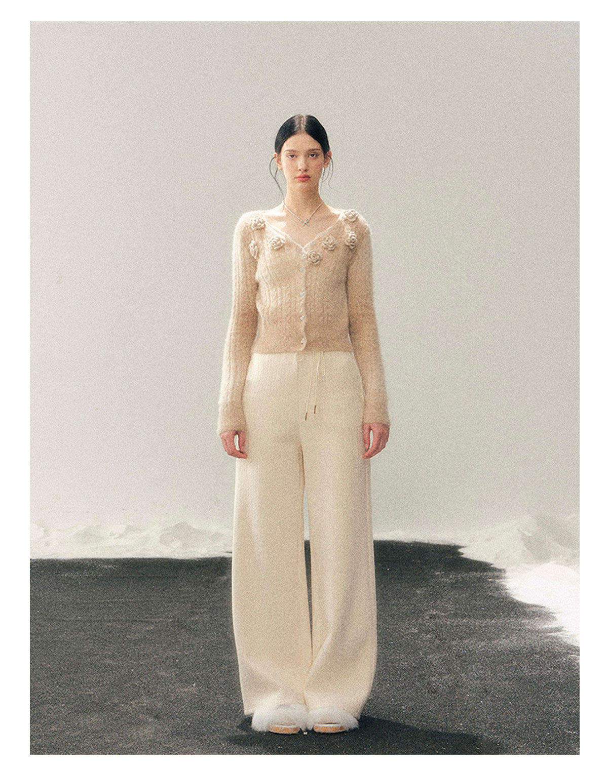 ShaoYeYan Aomalm Density of Residual Warmth French 3D Flower Sweater