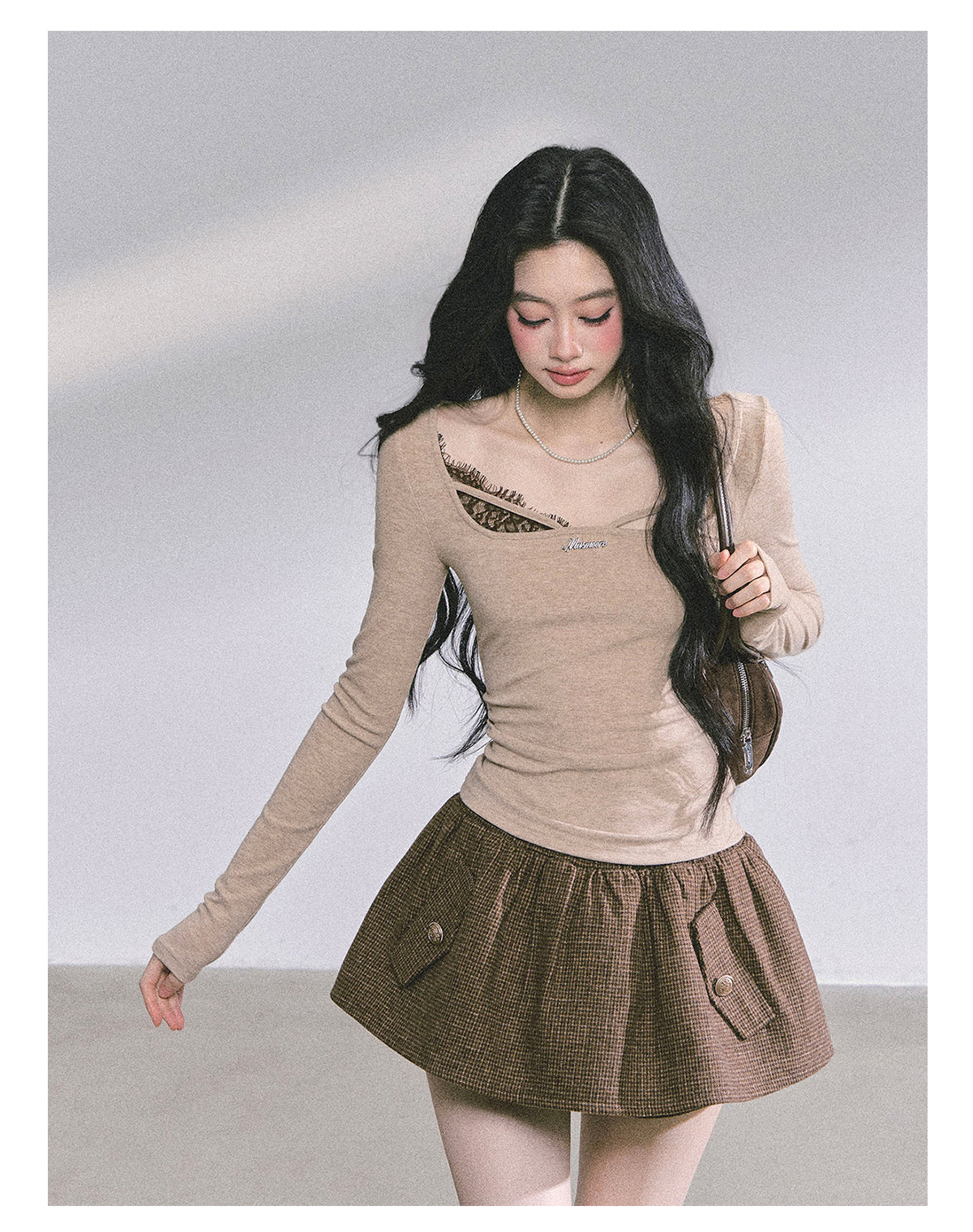 ShaoYeYan Long Sleeve Lace T-Shirt