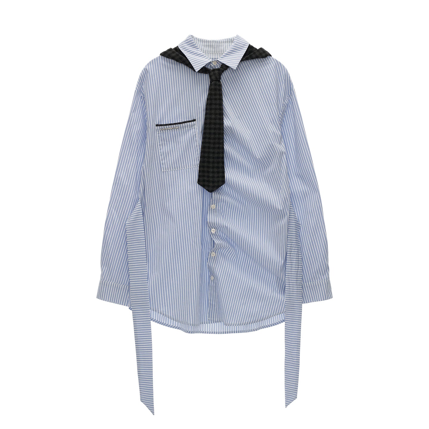 MAMC Longline Striped Bow Tie Blouse