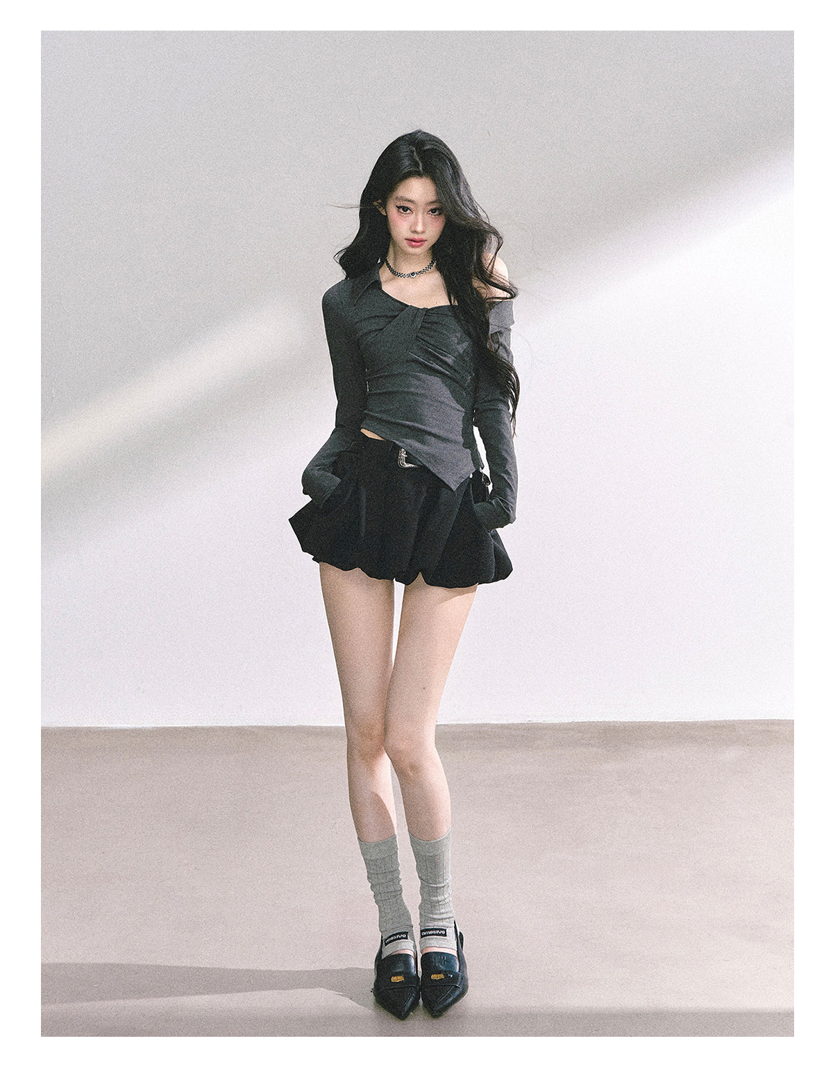 SHAOYEYAN Korean Style Asymmetric Off-Shoulder Top
