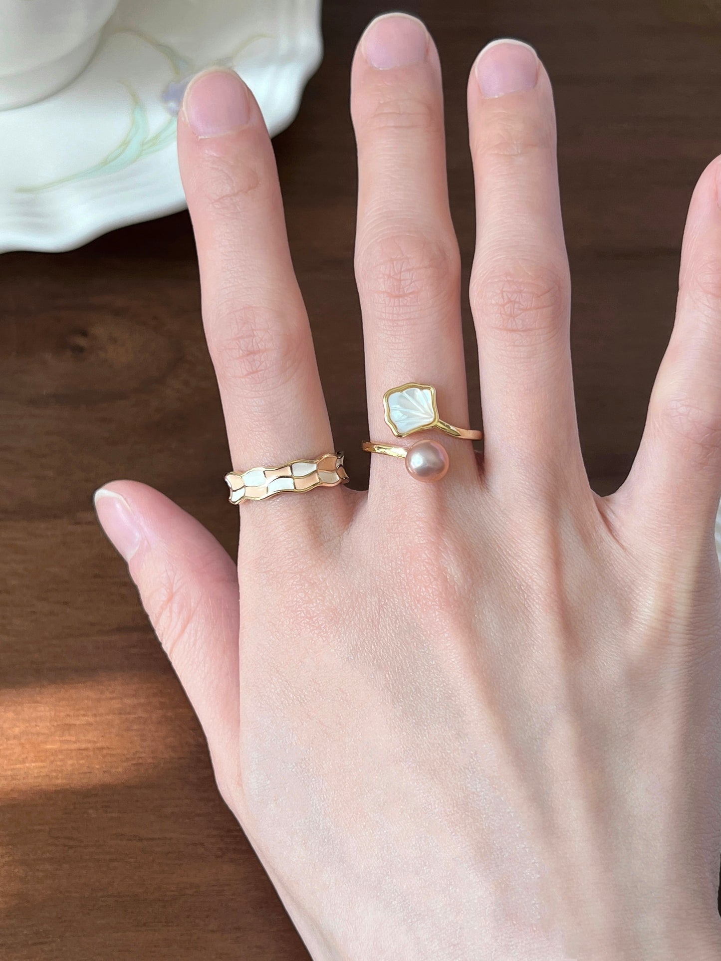 VIGVOG Pearl & Mother-of-Pearl Ring Collection