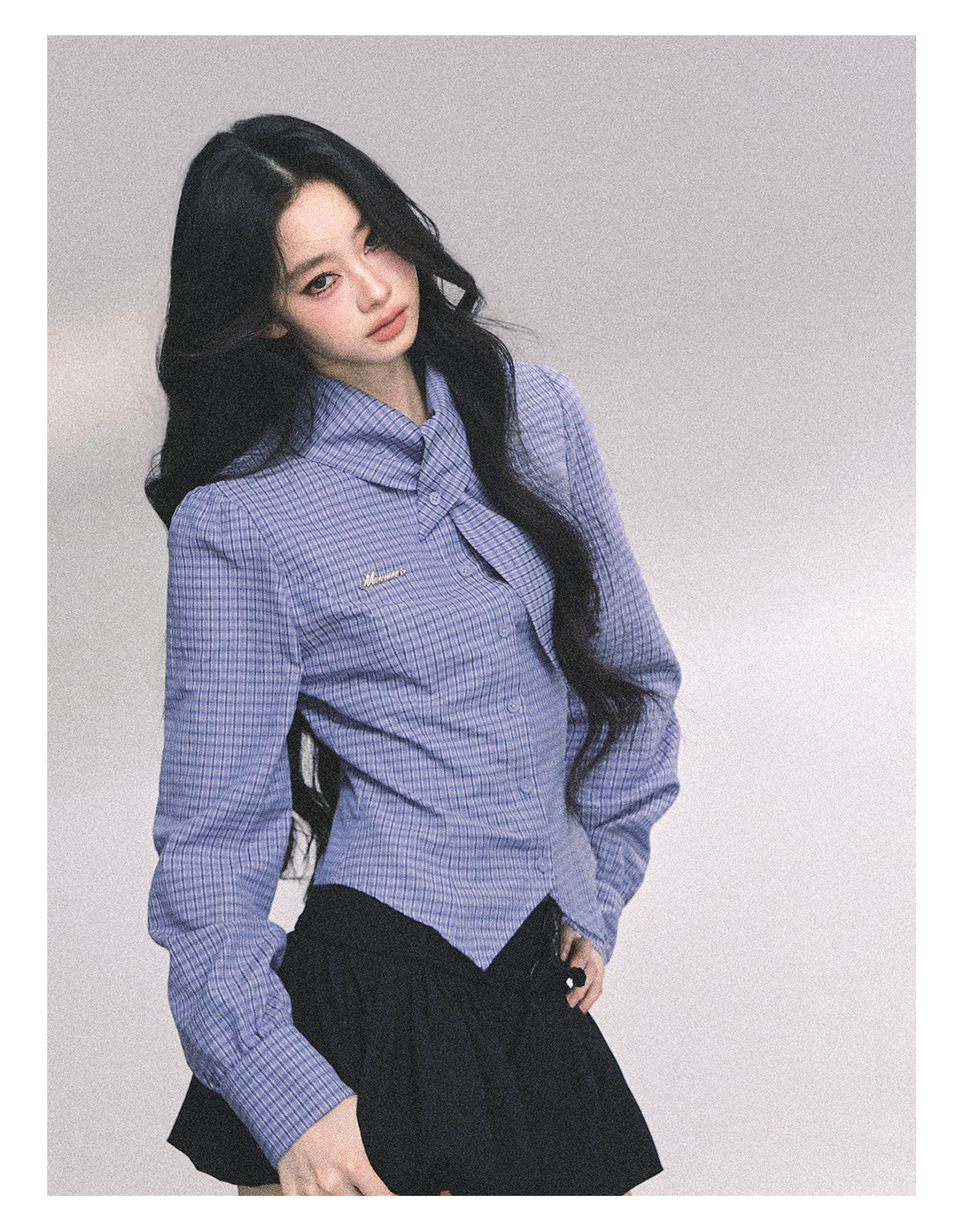 ShaoYeYan Senior Intellectual Klein Blue Plaid Shirt